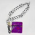 Black & White Polka Dot Scarf with Purple Pouch