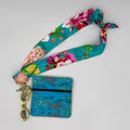 Blue Floral Scarf with Blue Pouch