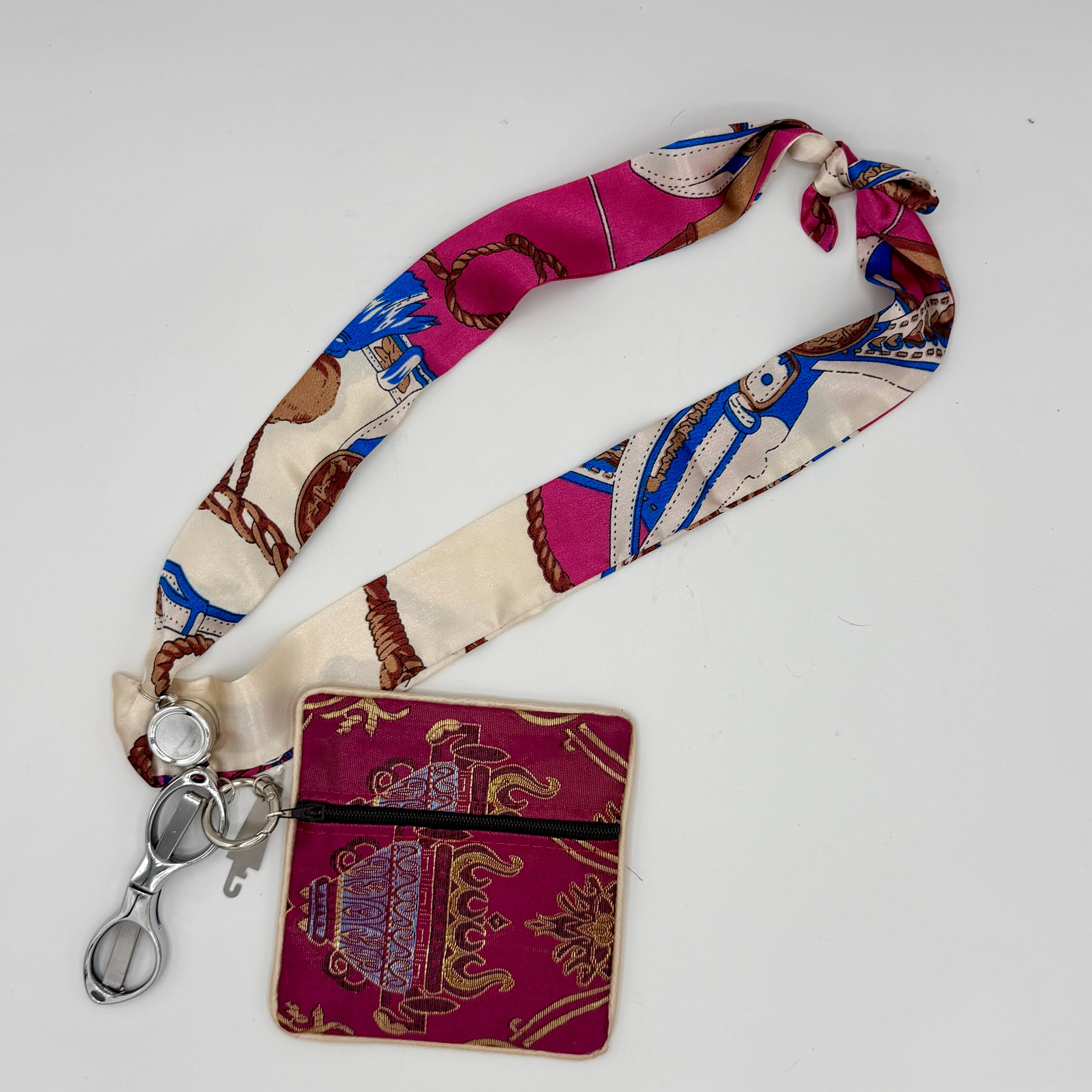 Burgundy & Ivory Scarf with Burgundy Pouch