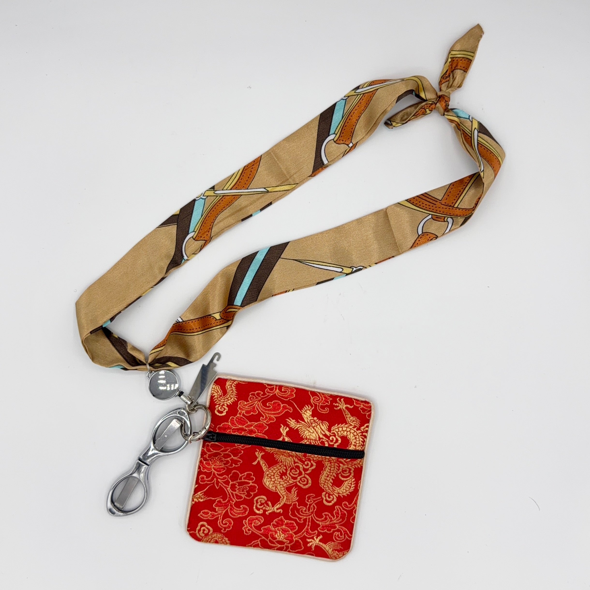 Golden Brown Scarf with Red Pouch