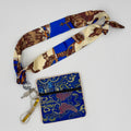 Ivory/Blue/Brown Scarf with Blue Pouch