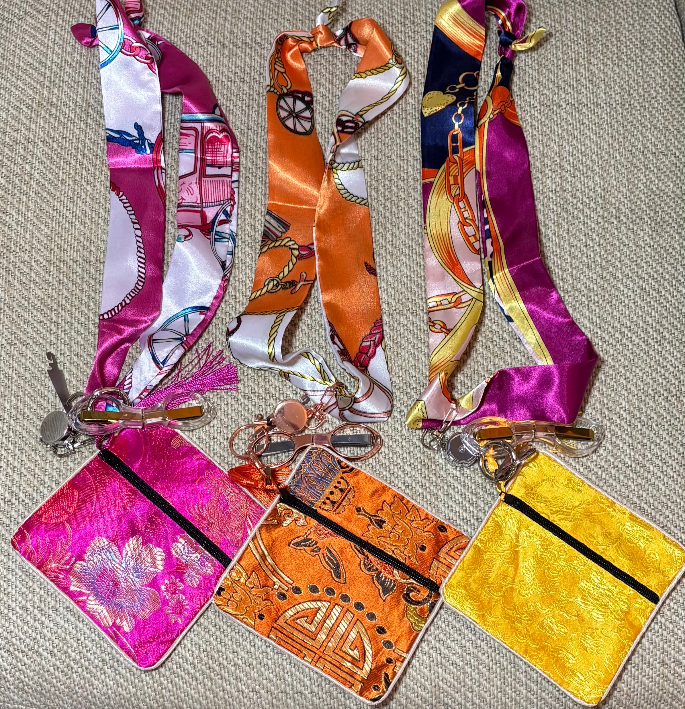 Blue and Pink Stitching Scarf Set