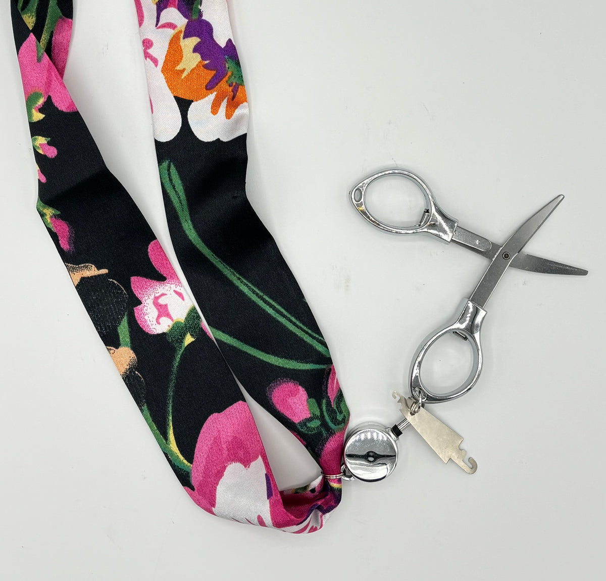 Black Floral Stitching Scarf