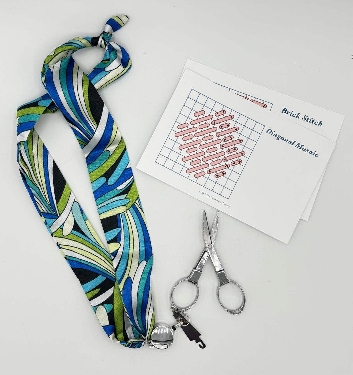 Green & Blue Stitching Scarf