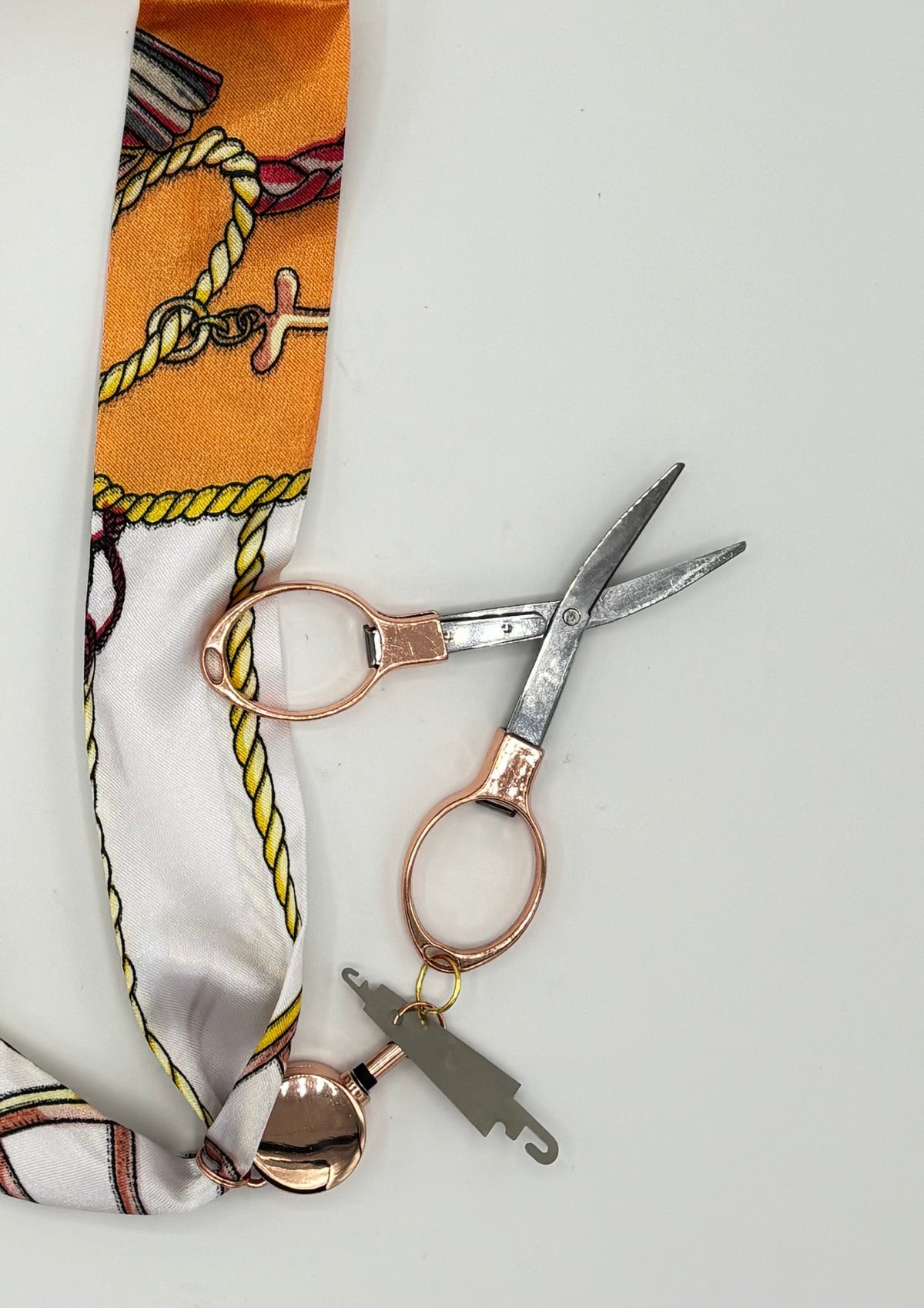Orange & White Stitching Scarf