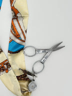 Ivory & Blue Stitching Scarf