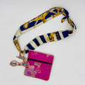 Navy & Ivory Scarf with Hot Pink Pouch