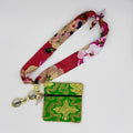 Red Floral Scarf with Green Pouch