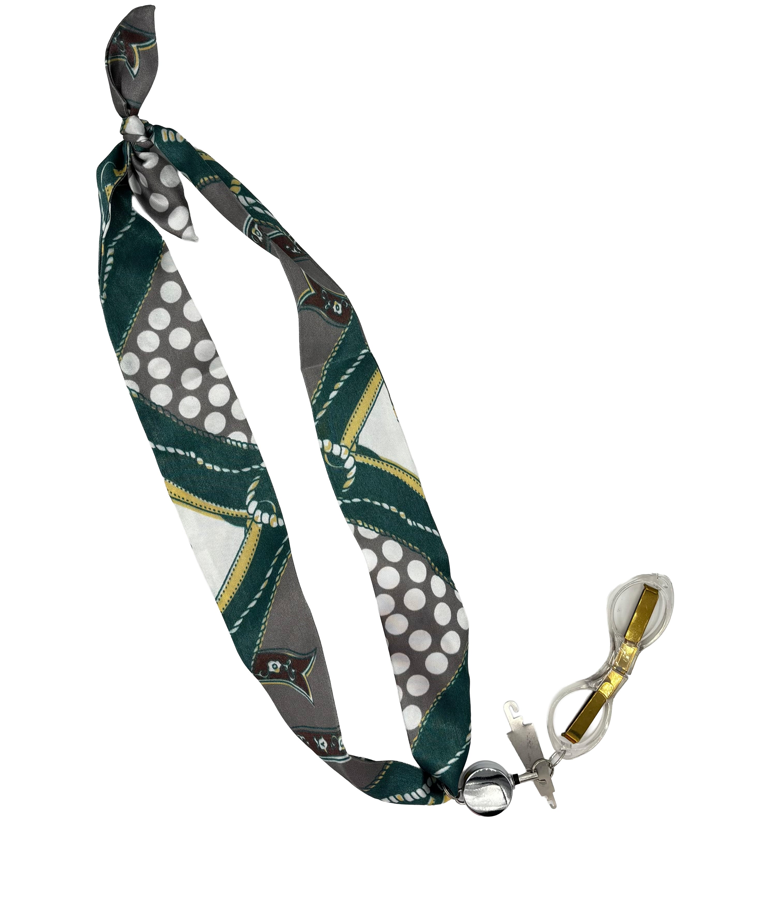 Grey and Green Stitching Scarf