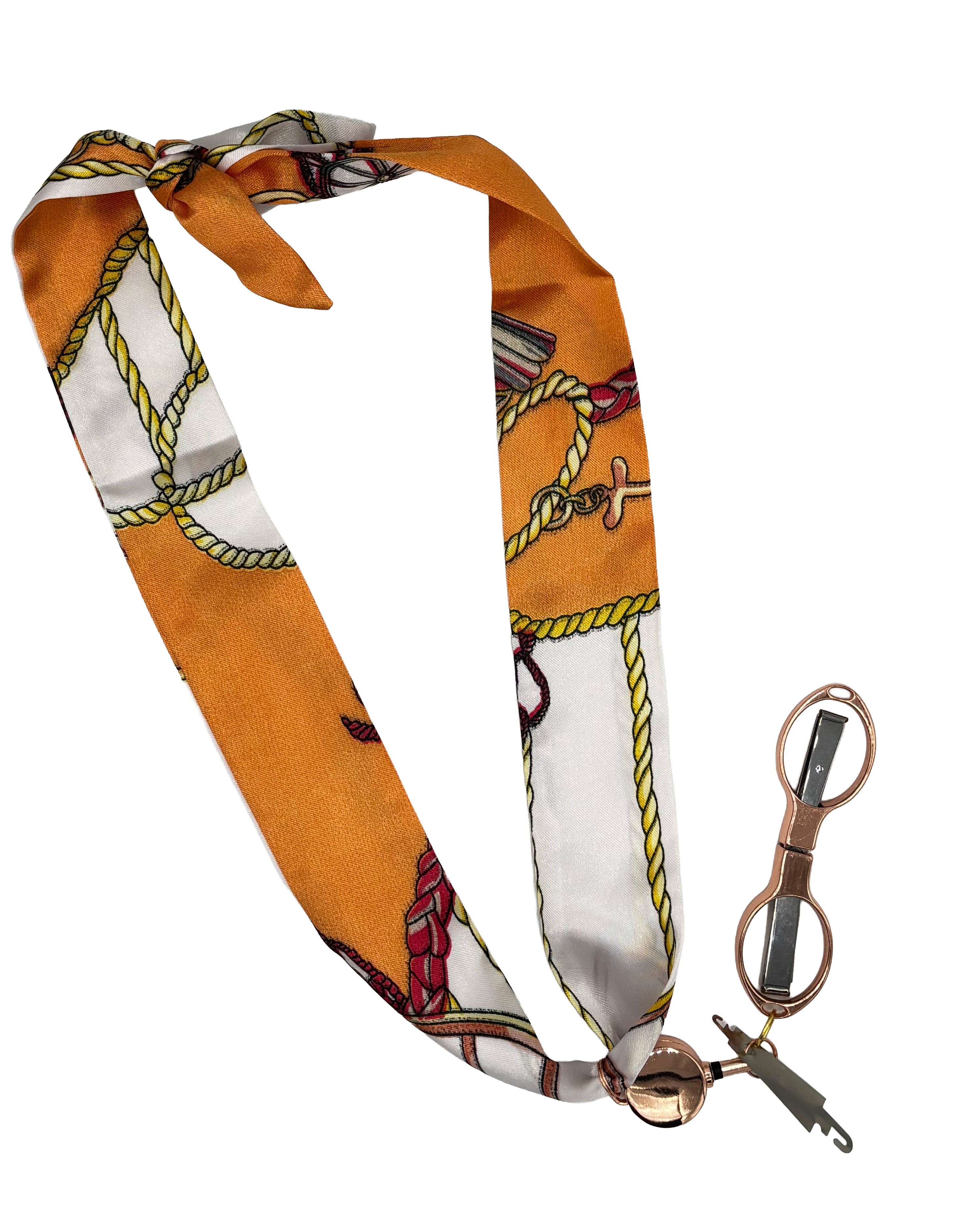 Orange & White Stitching Scarf